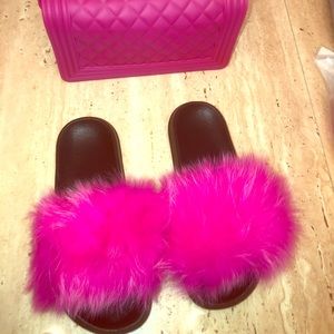 Fusion Pink purse and slides